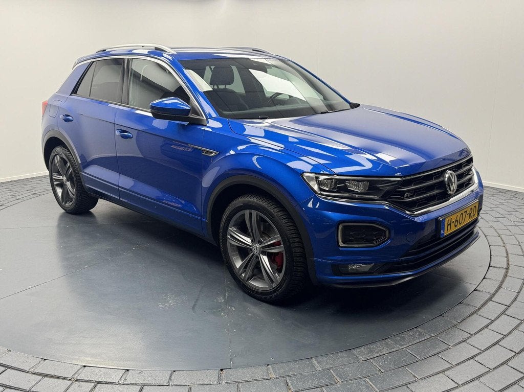 Volkswagen T-Roc 1.5 TSi 3x R-line Automaat-Afn.Trekhaak-Nav, Auto's, Volkswagen, 4 cilinders, Blauw, Leder en Stof, Origineel Nederlands