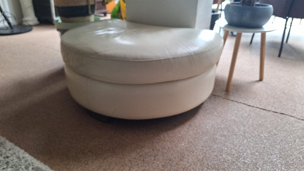 leren poef, Ophalen, Gebruikt, Leer, 75 tot 100 cm