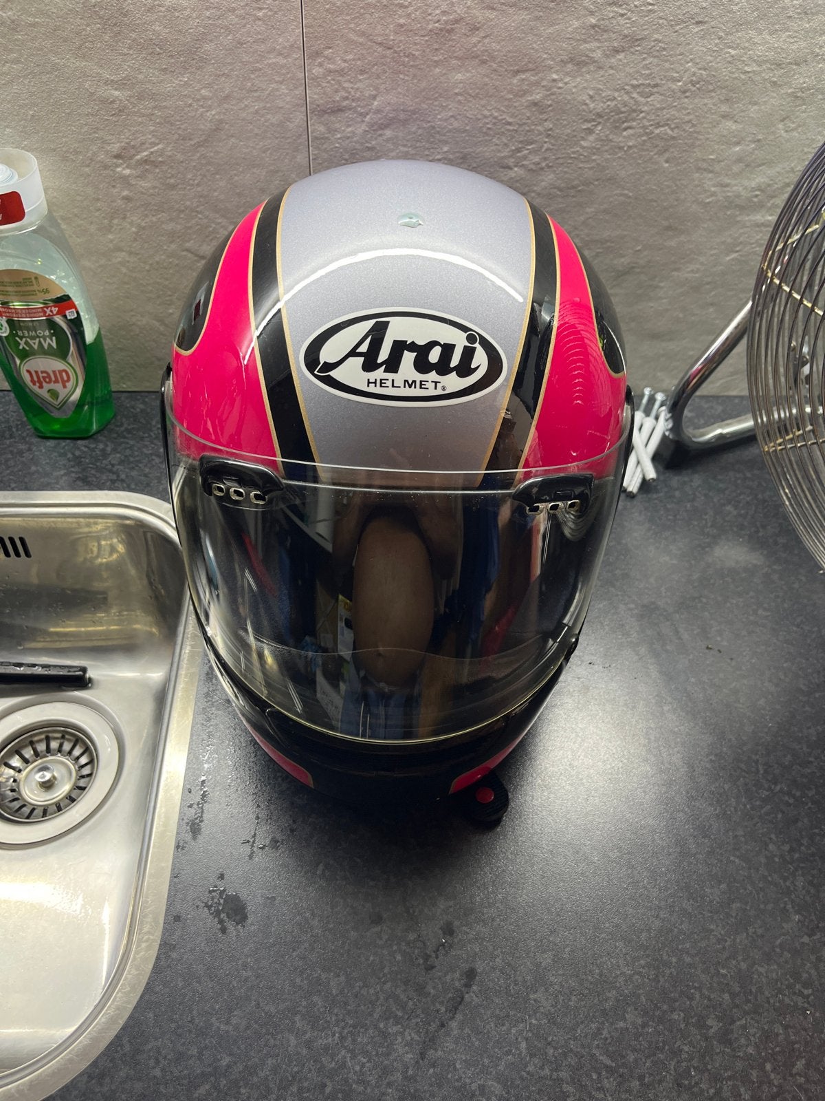 Arai helm maat L - Roze/Zilver/Zwart  vintage, Arai, Ophalen of Verzenden, Integraalhelm, L