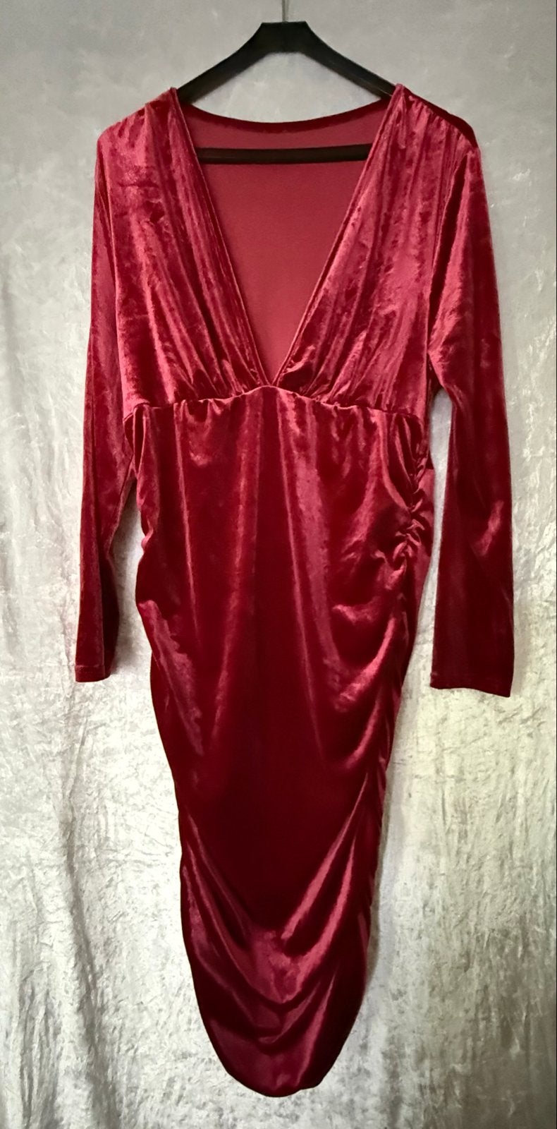 Shein Curve Rode Fluwelen Jurk Maat 1XL, Maat 46/48 (XL) of groter, Ophalen of Verzenden, Zo goed als nieuw, Rood