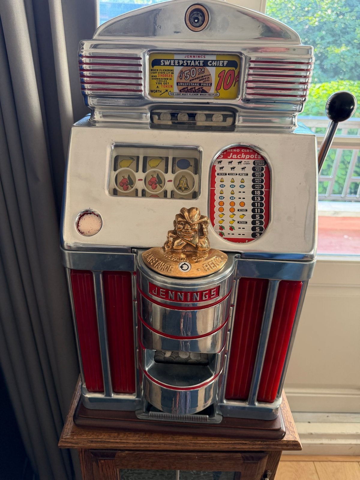Jennings Sweepstake Chief Slotmachine., Overige munten, Ophalen, Gebruikt