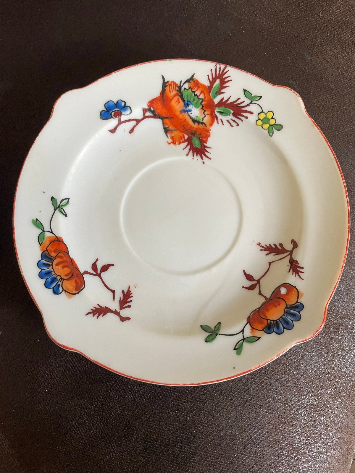 Set van 7 antieke schotels met bloemmotief - Foreign Import, Ophalen of Verzenden