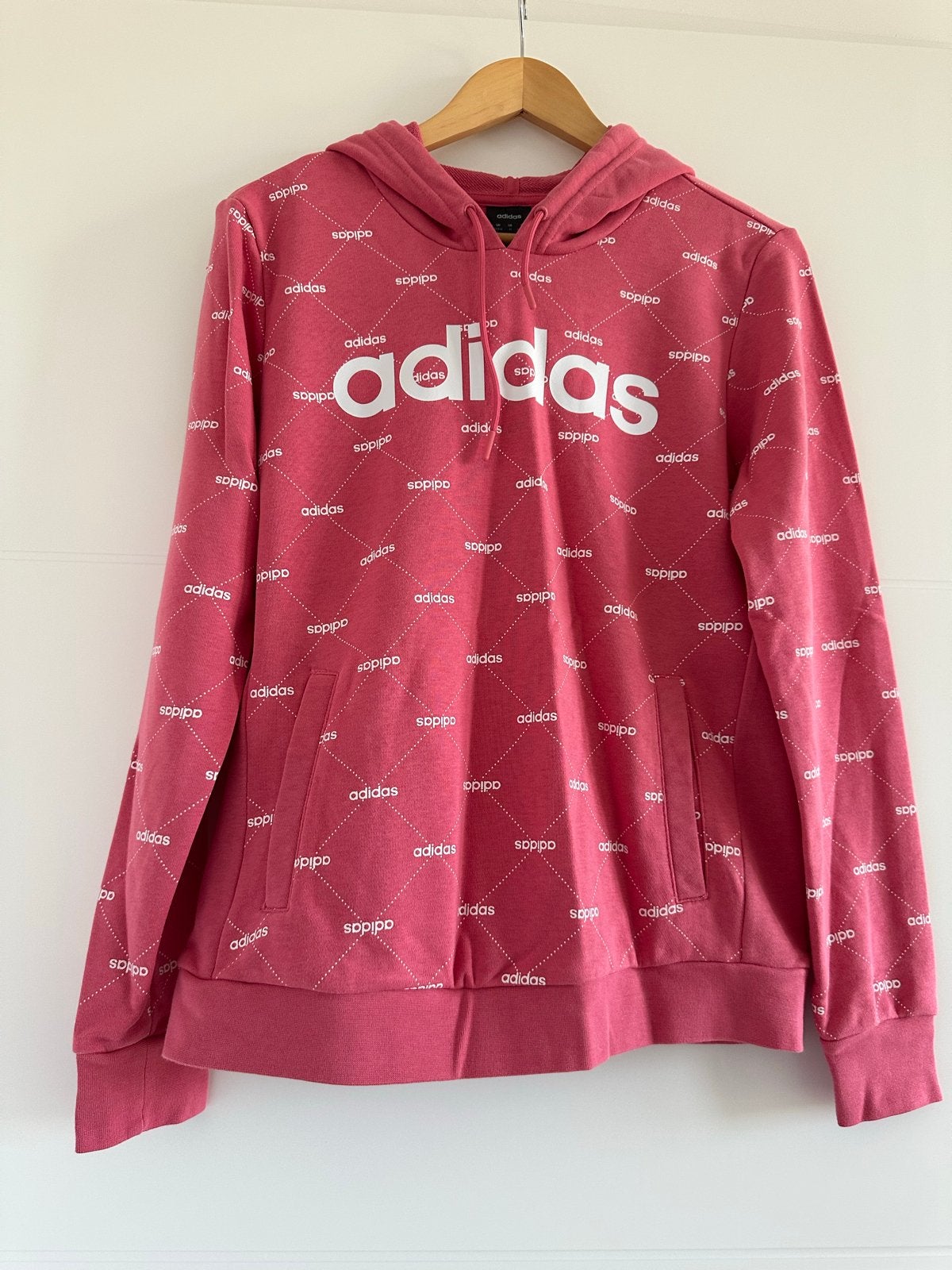 Adidas hoodie roze met logoprint - Maat M, Verzenden, Zo goed als nieuw, Maat 38/40 (M), Roze