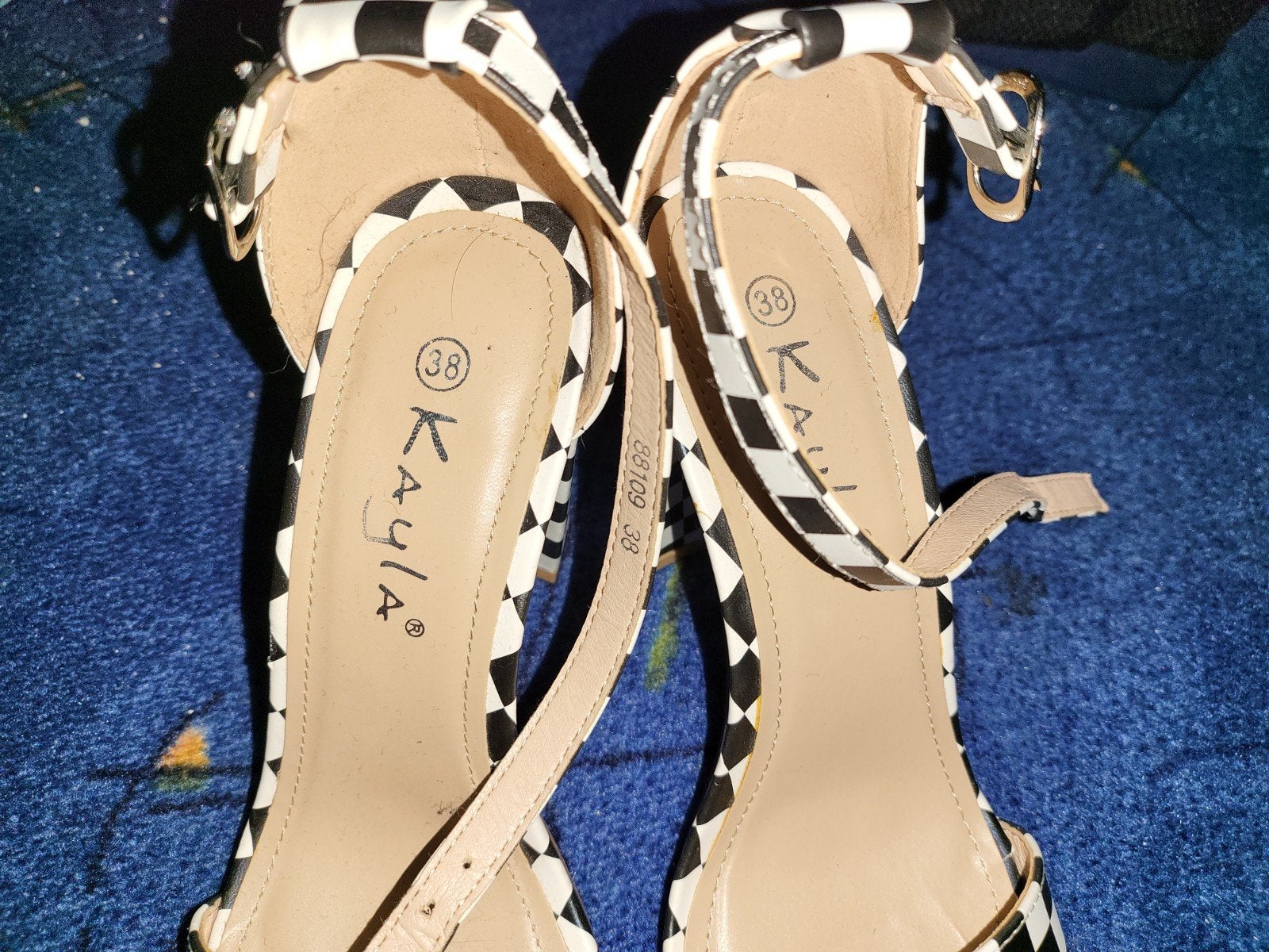 Kayla geblokte hakken - Zwart/Wit - Maat 38, Verzenden, Zwart, Zo goed als nieuw, Schoenen met hoge hakken