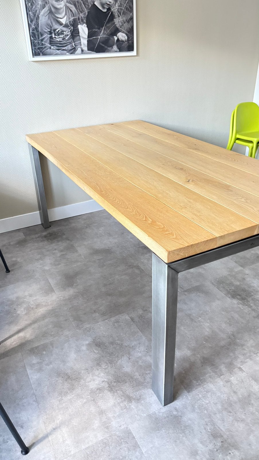 Massief eiken eetkamertafel, Huis en Inrichting, Tafels | Eettafels, Ophalen, 100 tot 150 cm, Eikenhout, 200 cm of meer