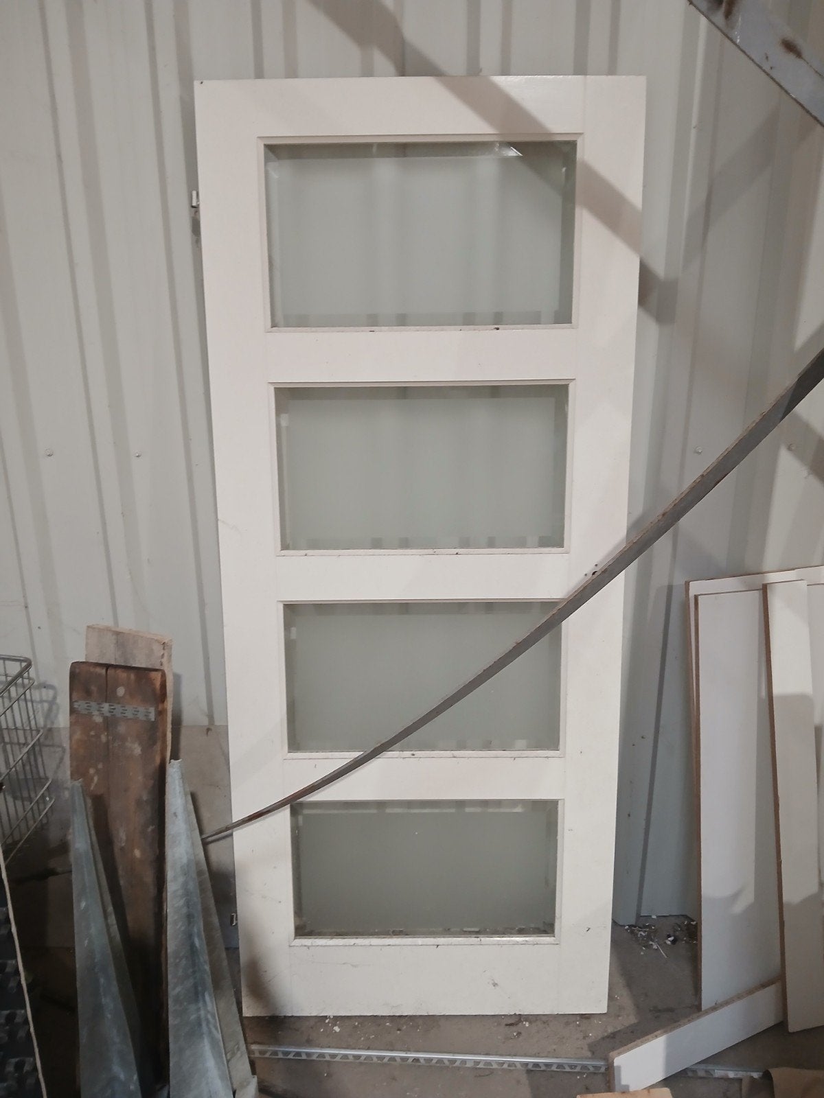 Witte binnendeur met glaspanelen (201x85cm), Ophalen, Gebruikt, 80 tot 100 cm, Binnendeur