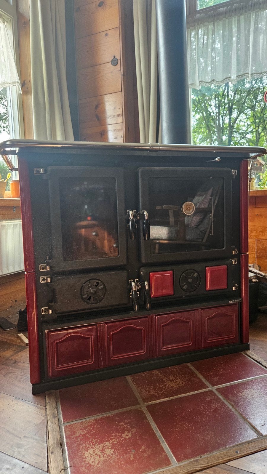 La Nordica Rosa 4.0 Maiolica Houtkachel met Oven, Huis en Inrichting, Ophalen, Houtkachel, Zo goed als nieuw, Vrijstaand