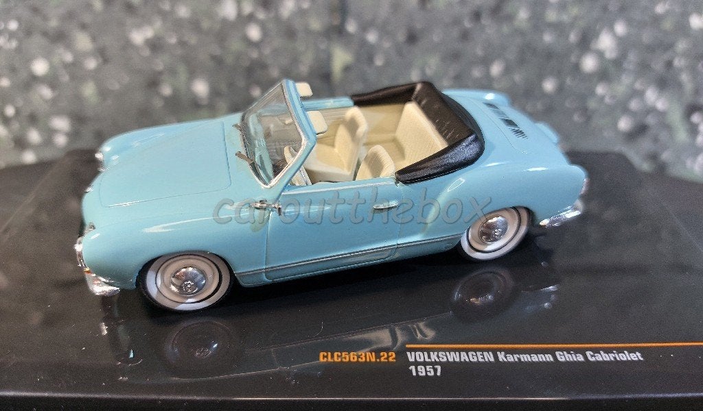 Volkswagen Karmann Ghia cabrio 1957 blauw 1:43 Ixo V1050, Verzenden, Nieuw, Auto, Overige merken