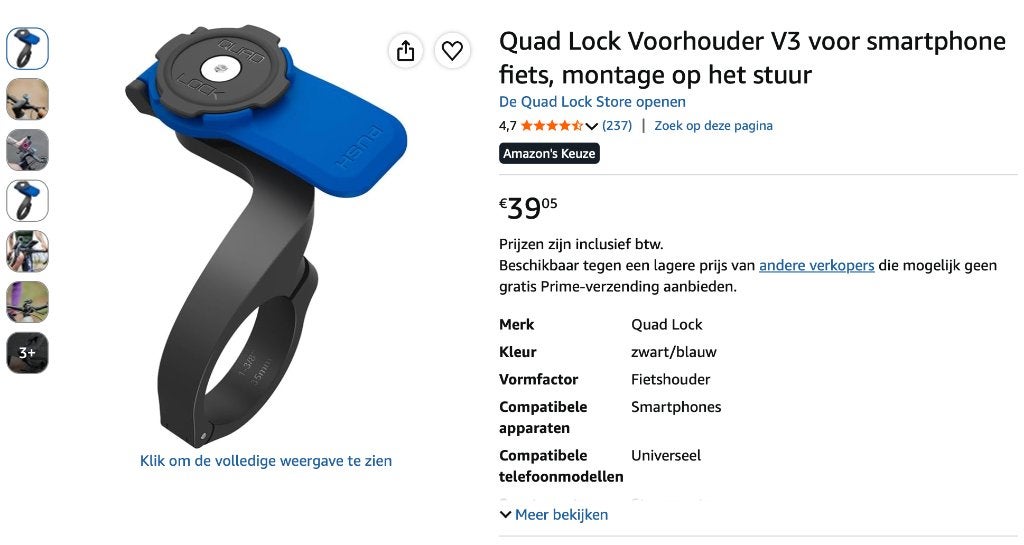 Quad Lock fietshouder iPhone fietscover plus houder, IPhone 16 Pro, Gebruikt, MagSafe, Frontje of Cover