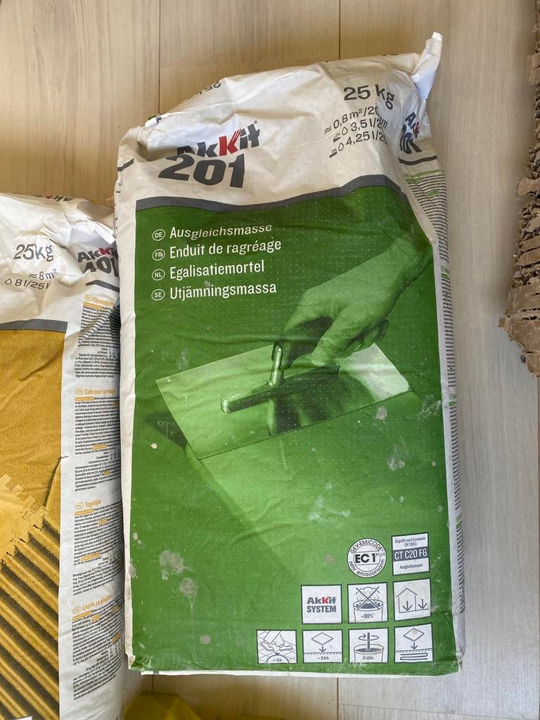 AKKIT 201 Egalisatiemortel CT C20 F6 25 kg, Doe-het-zelf en Verbouw, Tegels, Nieuw, Minder dan 5 m², Ophalen