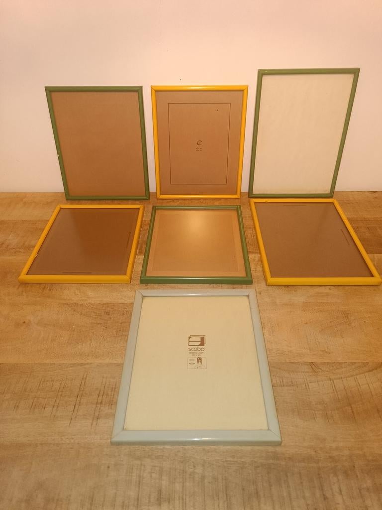 7 Retro Fotolijsten - Geel, Groen & Mintgroen, Ophalen of Verzenden