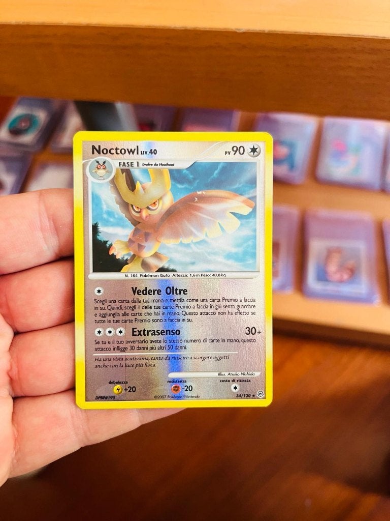 Noctowl 34/130 Reverse Holo Diamond & Pearl Pokemon, Verzenden, Zo goed als nieuw, Losse kaart, Foil