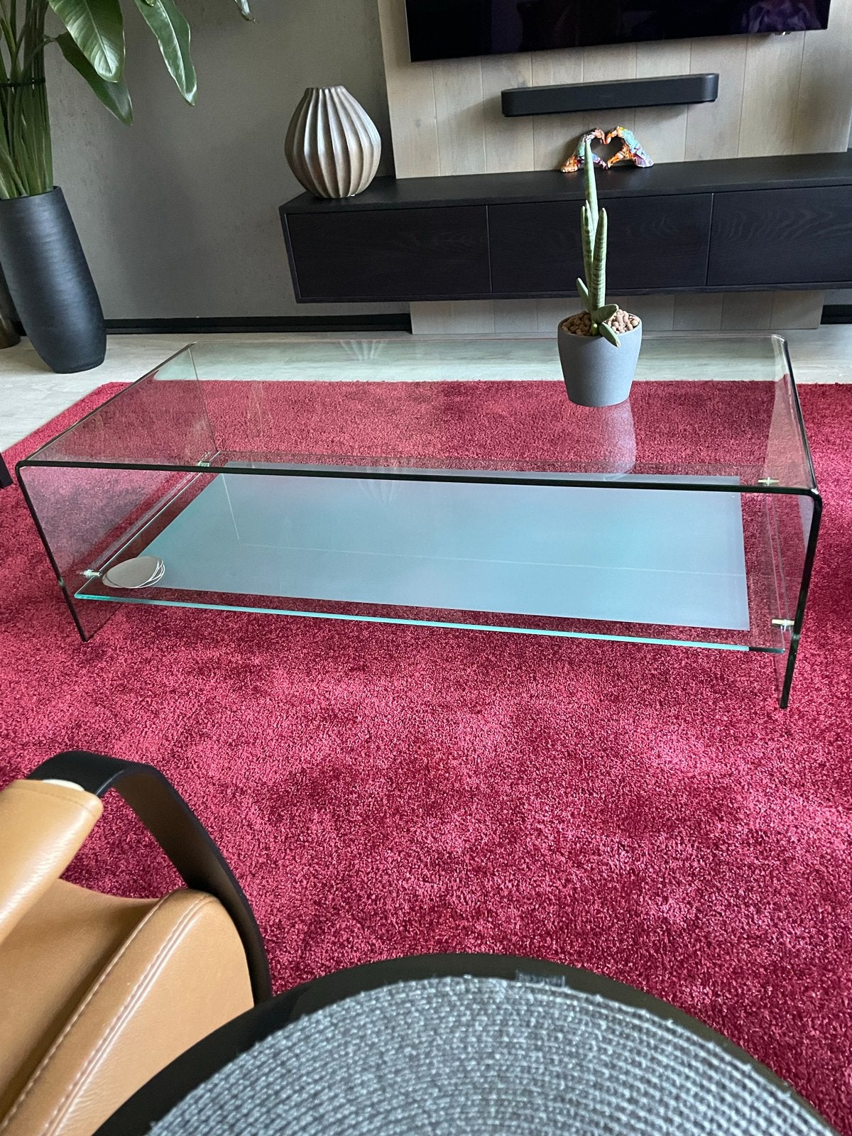 Glazen salontafel 130x65x40 cm, Huis en Inrichting, Tafels | Salontafels, Ophalen, Gebruikt, 100 tot 150 cm, 50 tot 100 cm