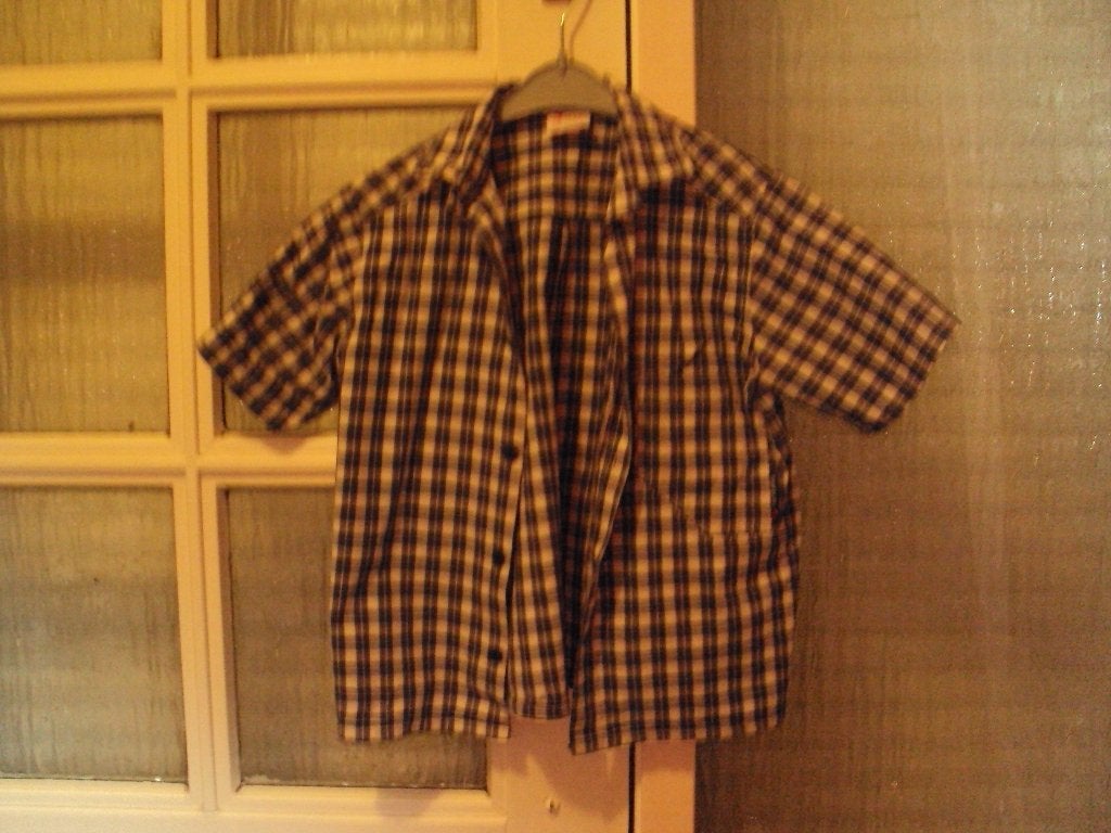 Breed blauw katoenen geruit college overhemd ROELCO 116 zgan, Overhemd of Blouse, Roelco, Ophalen of Verzenden, Zo goed als nieuw