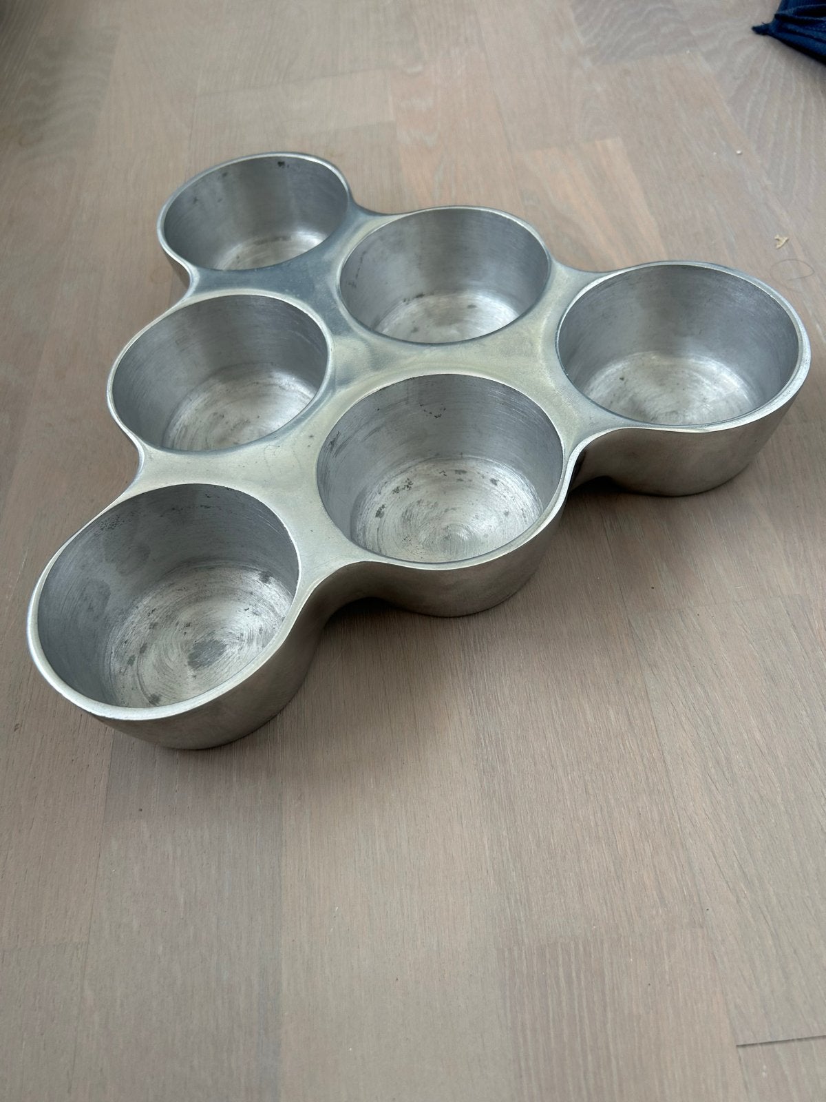 Aluminium waxinelichthouder voor 7 kaarsen, Gebruikt, Waxinelichthouder, Ophalen of Verzenden, Metaal