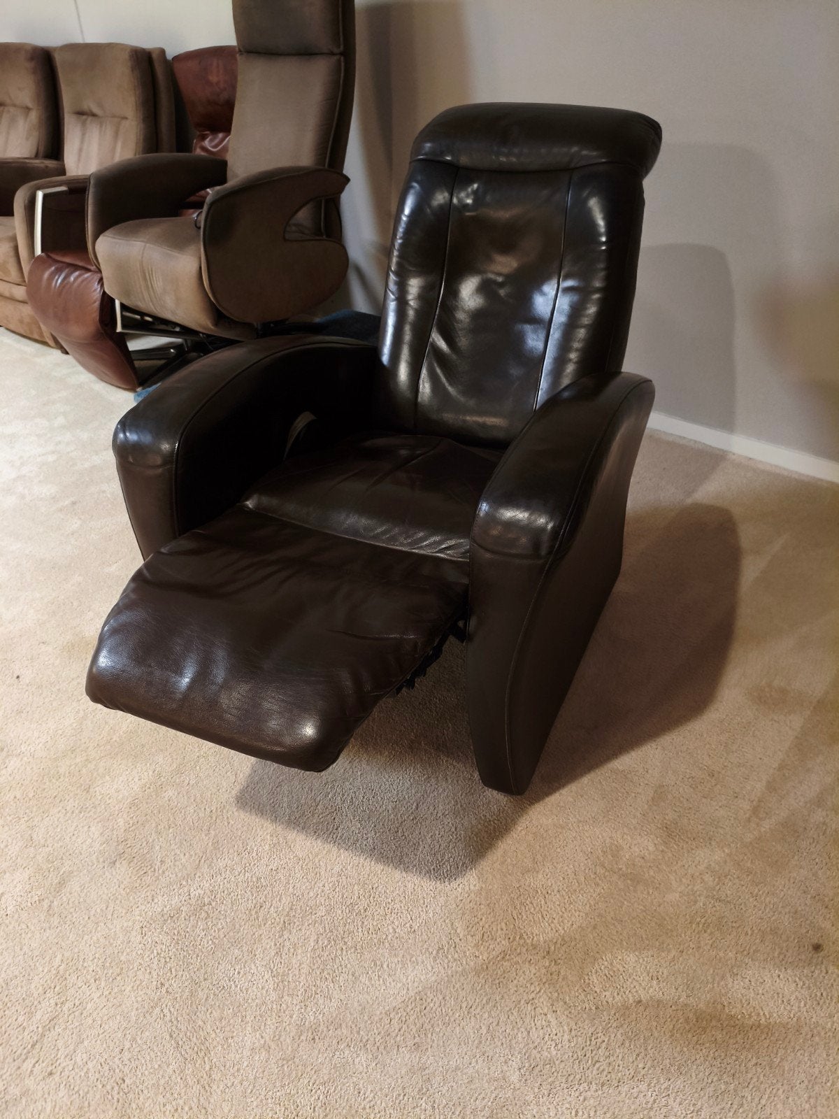 relaxstoel leder bruin, Huis en Inrichting, Ophalen, Gebruikt, Minder dan 75 cm, Leer