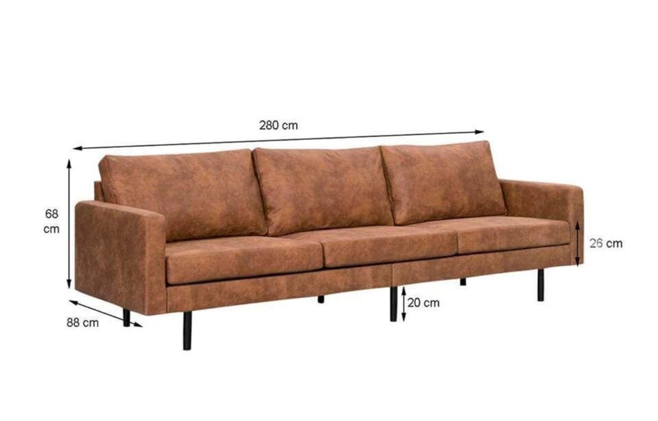 Bank Collin 4-zits - cognac, Ophalen, 250 tot 300 cm, 75 tot 100 cm, Zo goed als nieuw