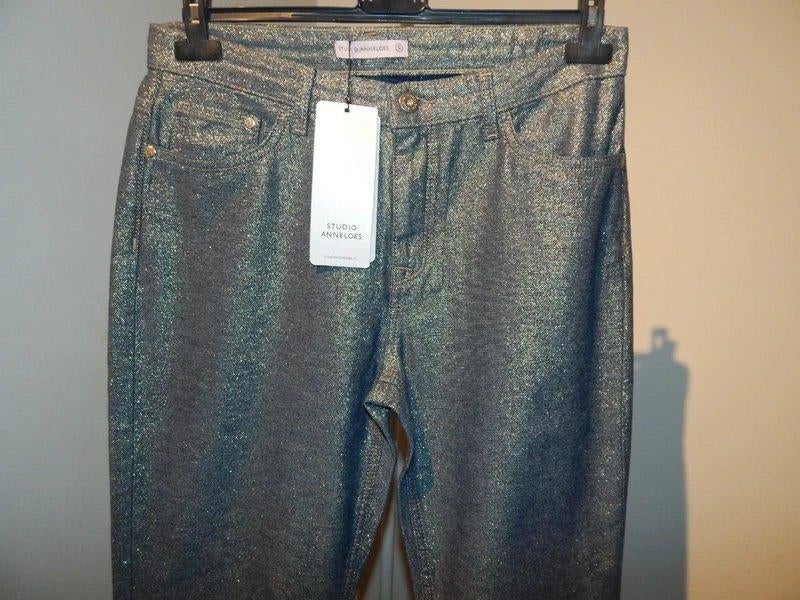 Studio Anneloes nieuwe jeans broek blauw gouden lurex S/M, Studio Anneloes, Nieuw, Maat 36 (S), Lang