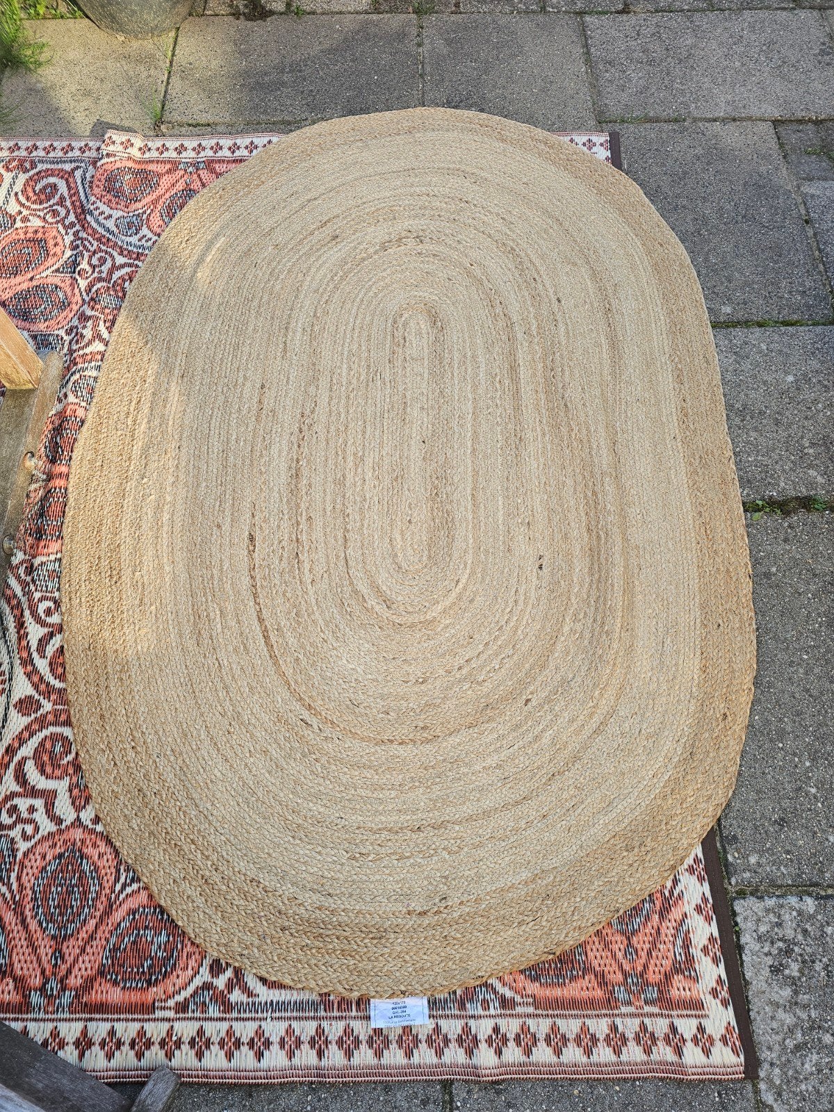 Jute kleed ovaal 120x170 cm, Huis en Inrichting, Gebruikt, 100 tot 150 cm, Bohemian, Natuurlijk, Scandinavisch, Ophalen of Verzenden