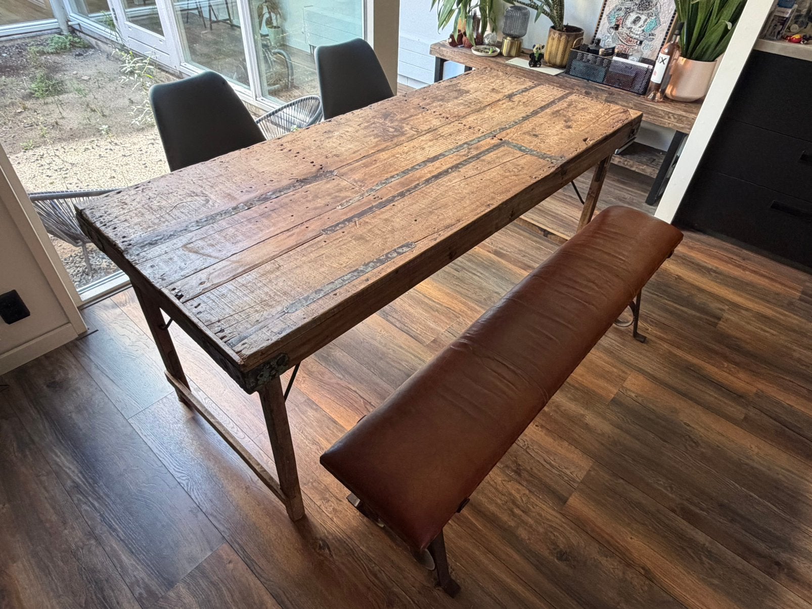 Eettafel hout en zitbank, Huis en Inrichting, Ophalen, Gebruikt, 50 tot 100 cm, 150 tot 200 cm