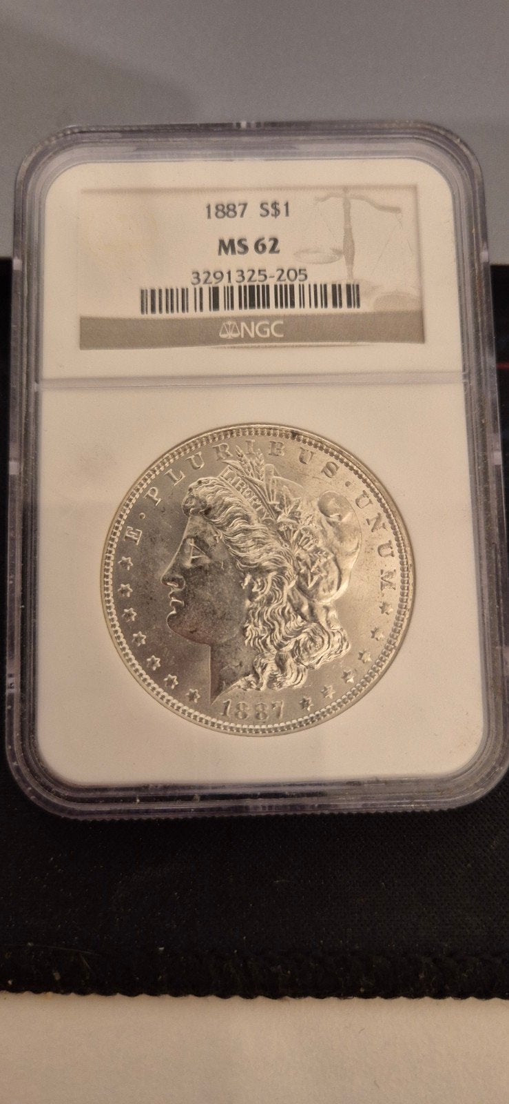 1887 S$1 Morgan Dollar MS 62 NGC Zilveren Munt, Ophalen of Verzenden