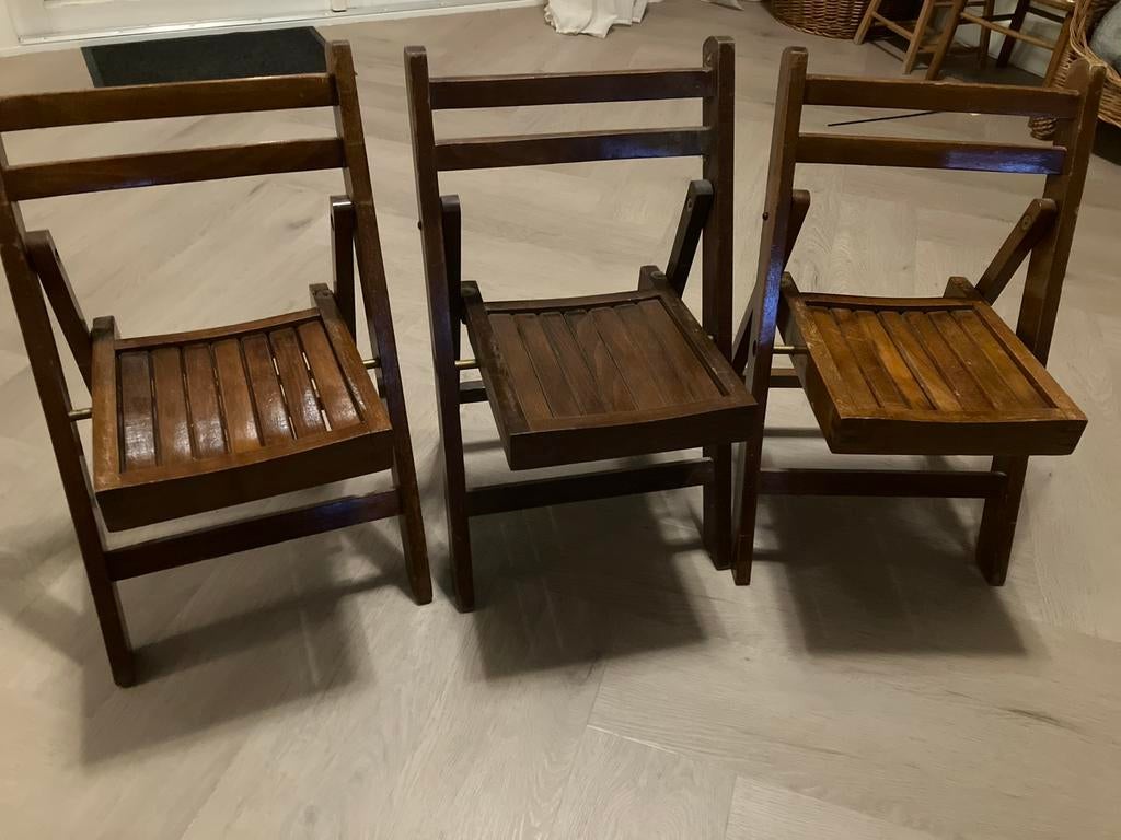 3 vintage houten kinder klapstoelen torck., Ophalen of Verzenden
