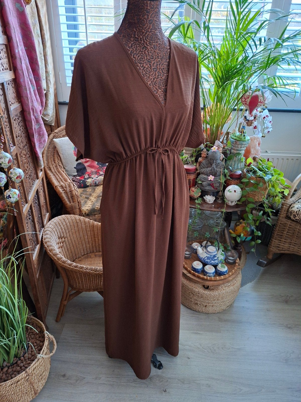 Nieuw+kaartje!Azzurro/Stijlvolle lange jurk past t/m mt XL, Bruin, Nieuw, Ophalen of Verzenden, Azzuro