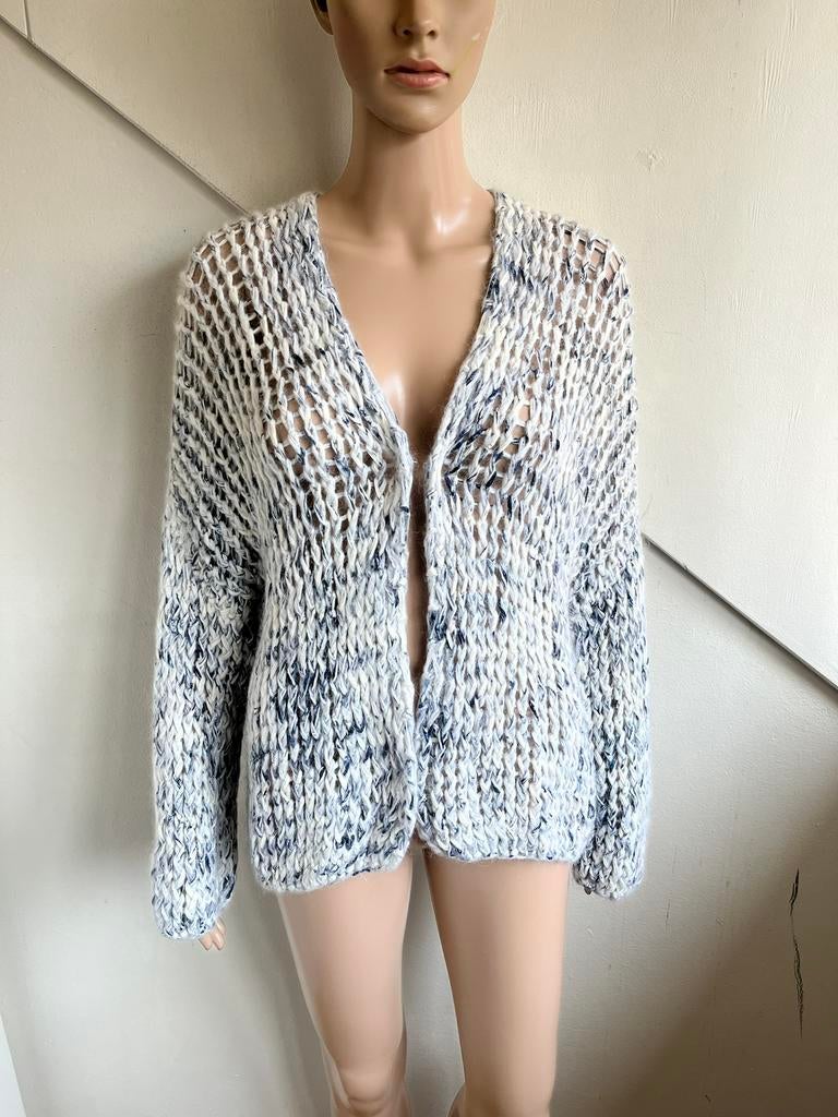 Kiro By Kim open vest wit blauw zilverdraad one size, Ophalen of Verzenden, Zo goed als nieuw, Blauw