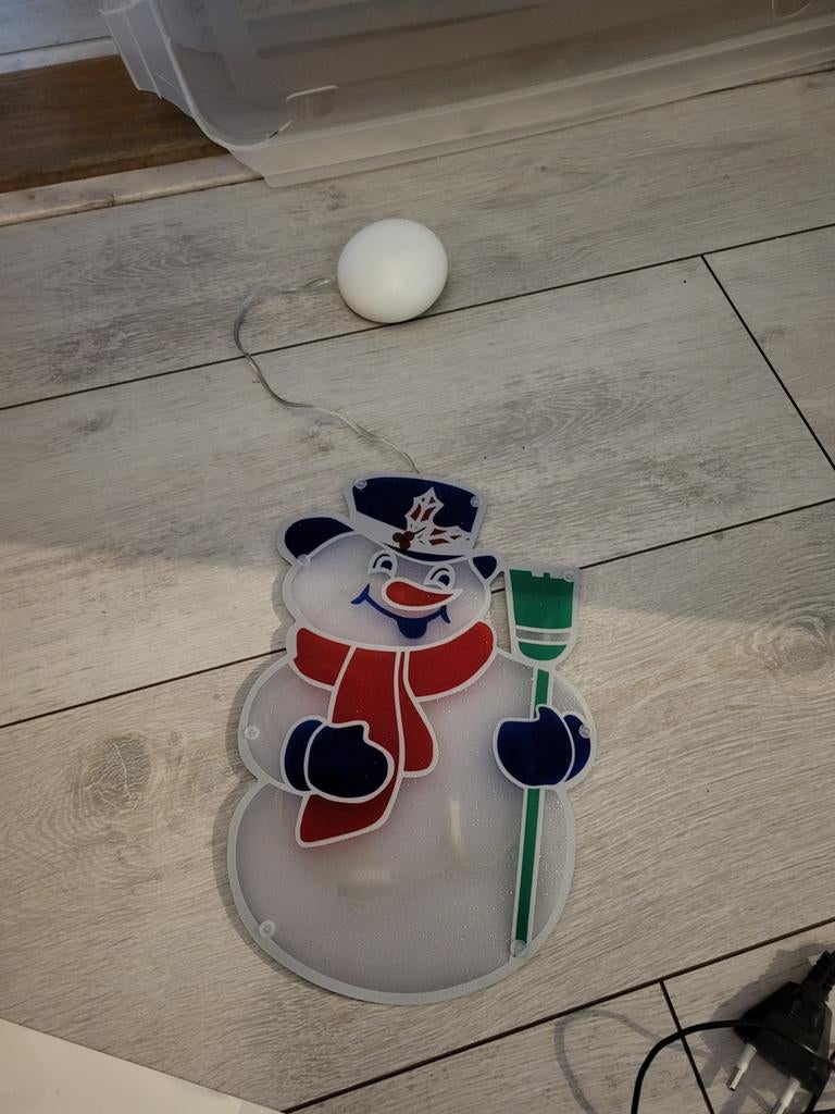 Kerst hanger raam hanger sneeuwpop met licht, Diversen, Kerst, Ophalen of Verzenden