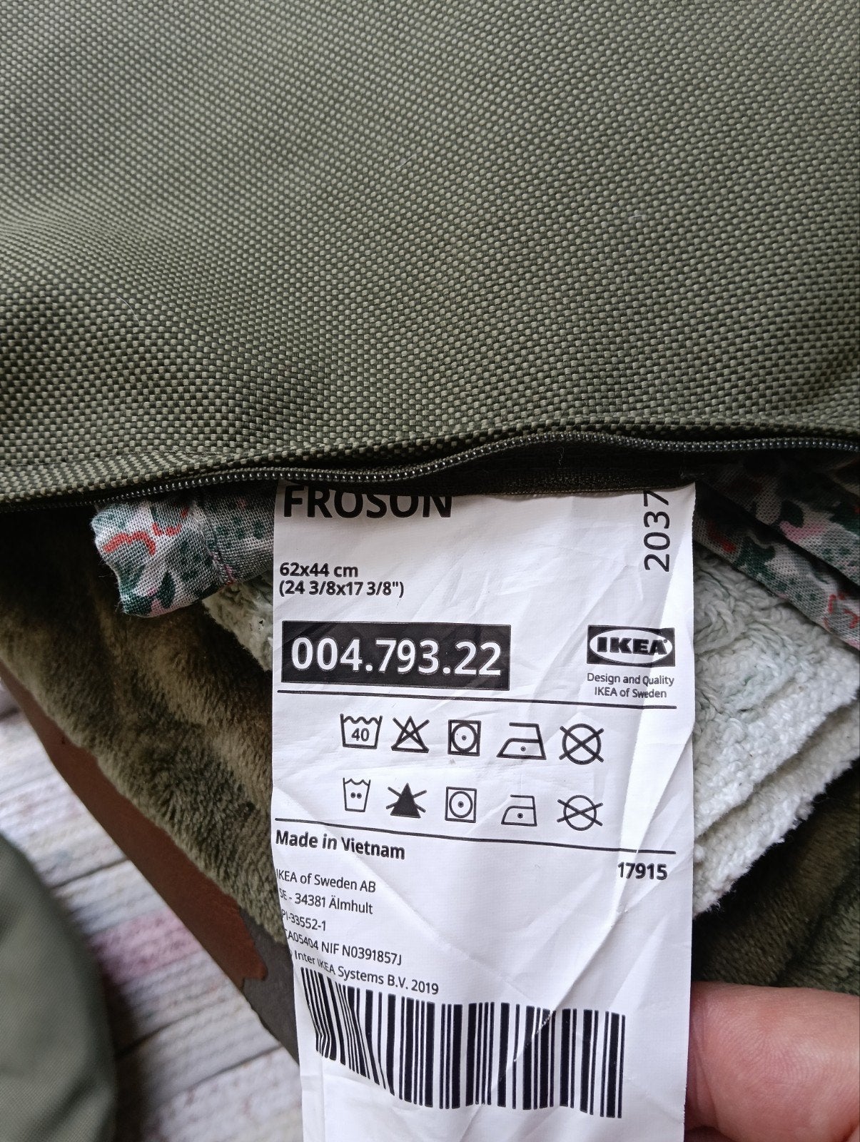 IKEA Frosön Kussenhoezen en Zitkussens Olijfgroen, Gebruikt, IKEA, Kussenhoes, Ophalen of Verzenden