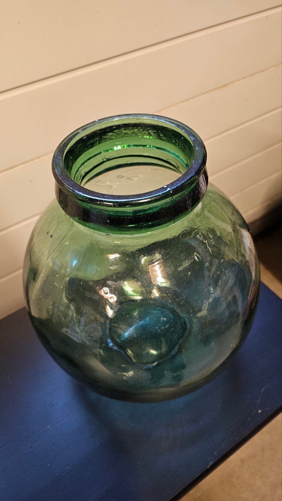 Vintage Viresa Grote Groene Glazen bolvaas - 30 cm Hoog, Ophalen