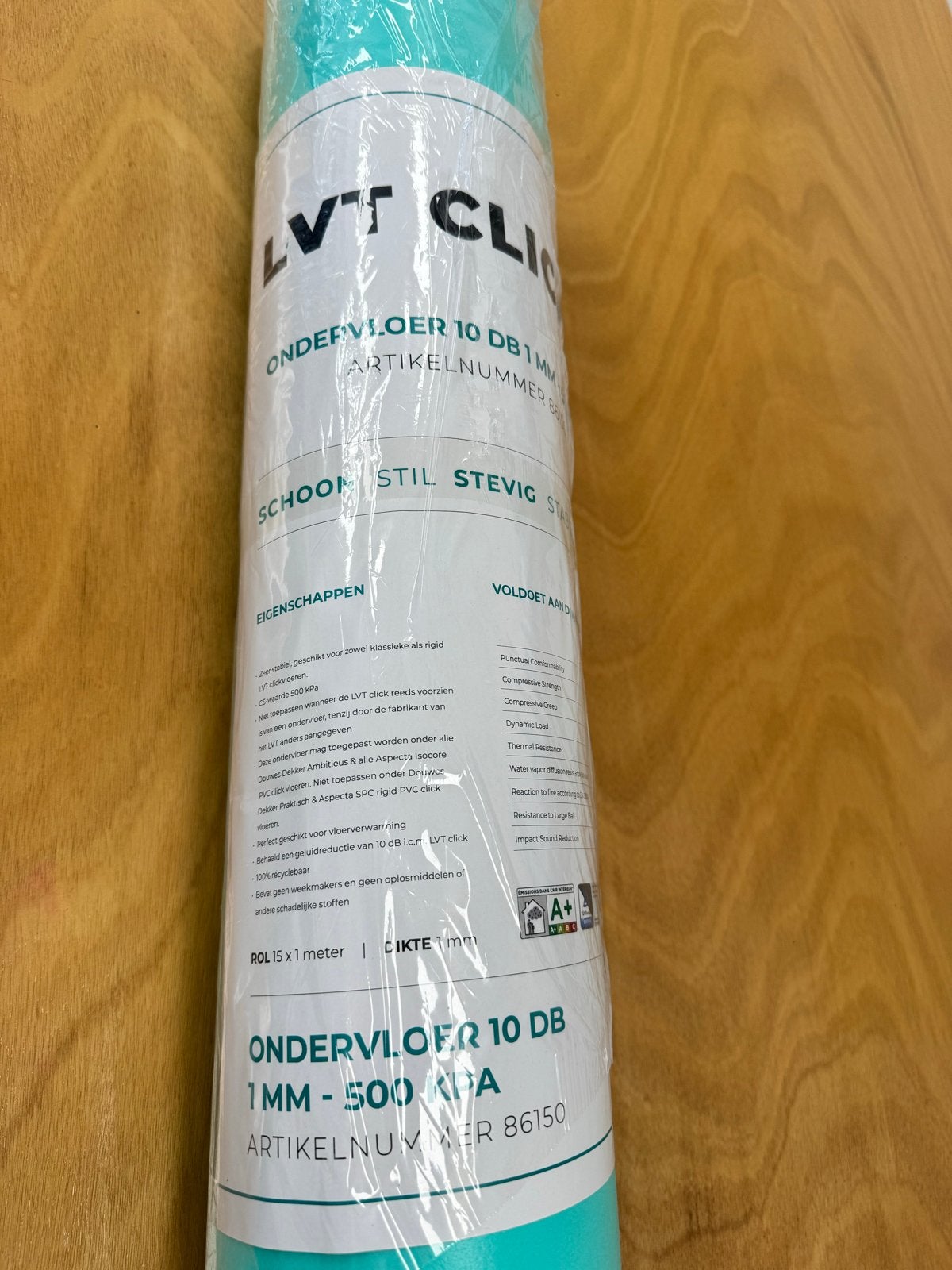 2 rollen nieuwe PVC LVT click ondervloer 10 dB - 1 mm 30m2, H, Overige typen, Nieuw, Ophalen of Verzenden