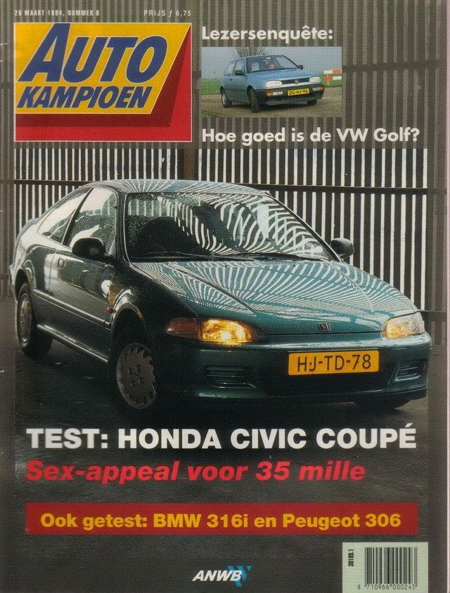 Autokampioen 6 1994 : Audi Avant RS2 - Honda Civic Coupe DXi, Ophalen of Verzenden, Gelezen, Algemeen