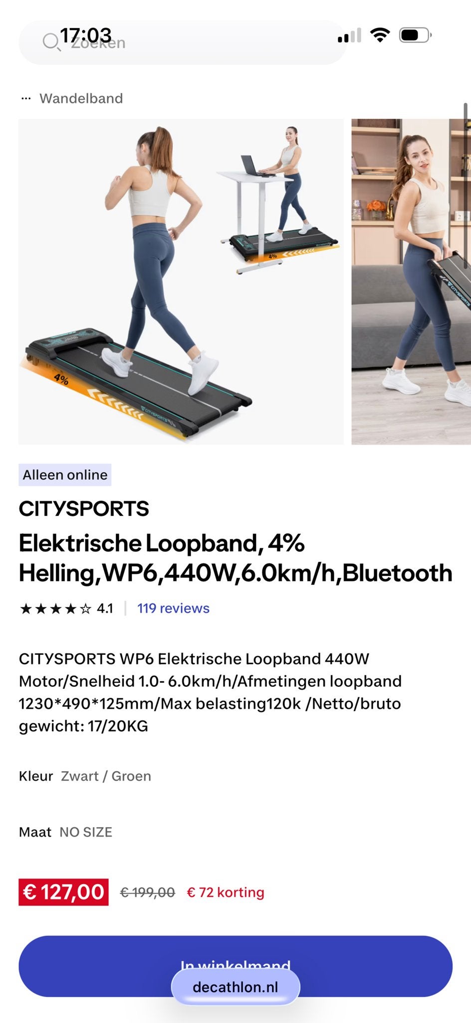 CITYSPORTS Elektrische Loopband, Ophalen, Nieuw, Metaal, Loopband
