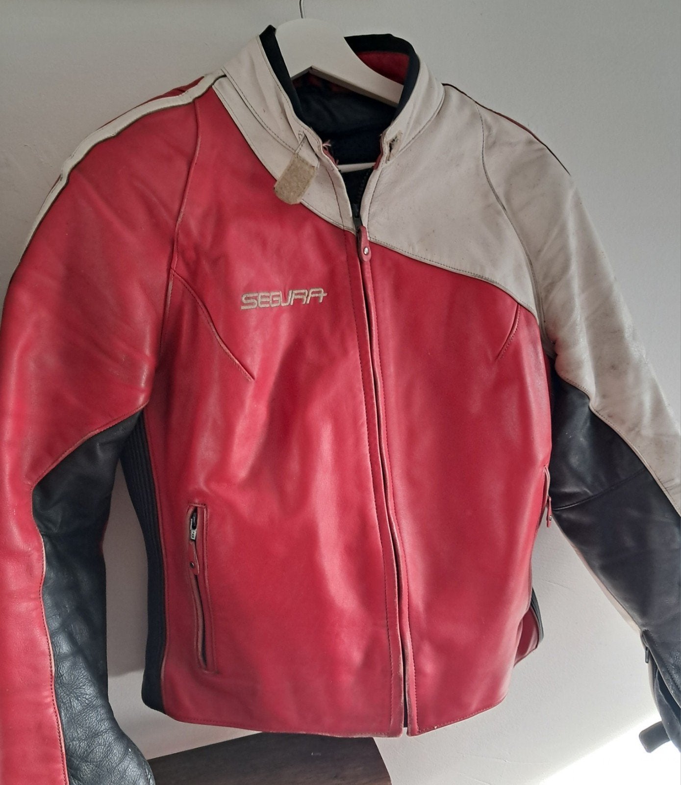 vintage motorpak Leder., Ophalen, Tweedehands, Dames, Combipak