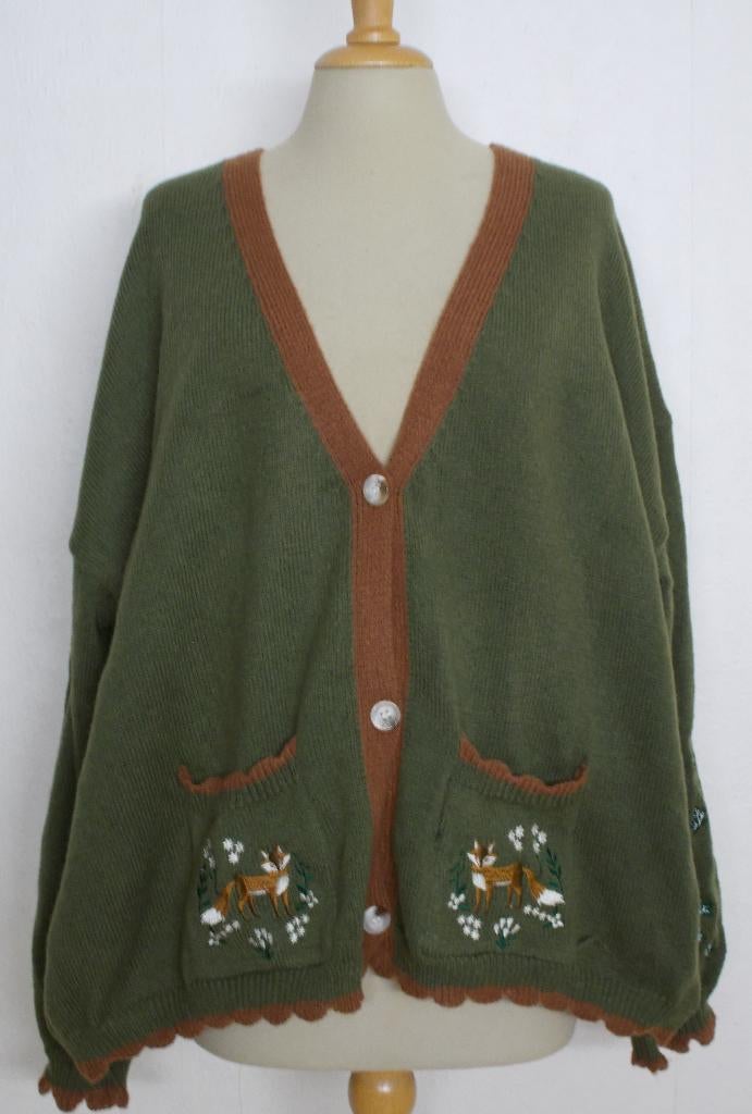 Grappig trachten/folklore vest met vosjes borduursels! XXL, Verzenden, Nieuw, Maat 46/48 (XL) of groter, Groen