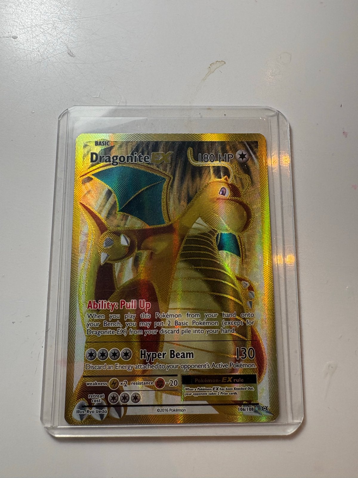 Dragonite EX Full Art Pokémon Kaart (XY Evolutions), Ophalen, Zo goed als nieuw, Losse kaart, Foil