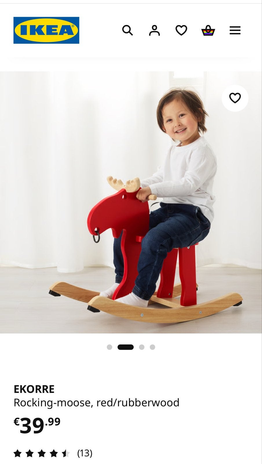 IKEA Ekorre Schommel Elan - Rood/Rubberhout, Ophalen of Verzenden, Gebruikt, Jongen of Meisje