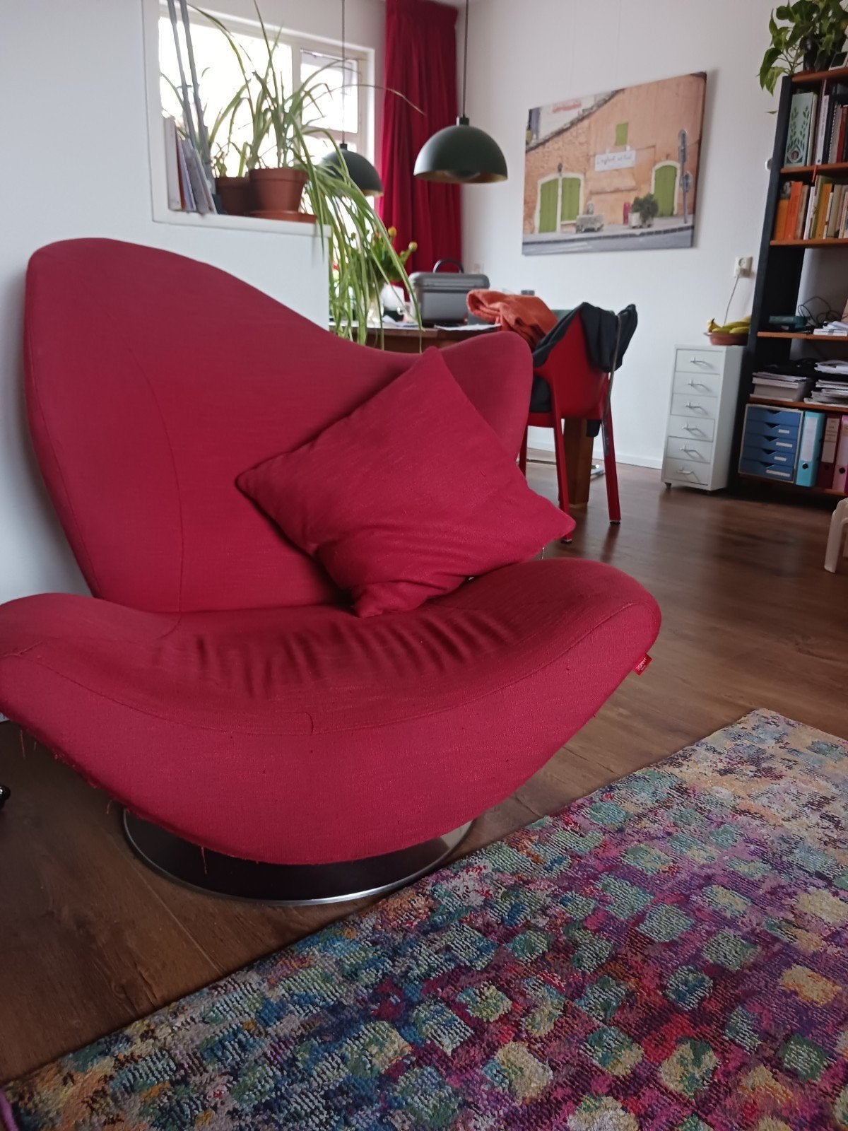 2x Esprit Wave design Fauteuil - Rood, Huis en Inrichting, Fauteuils, Ophalen, Gebruikt, 75 tot 100 cm, Stof