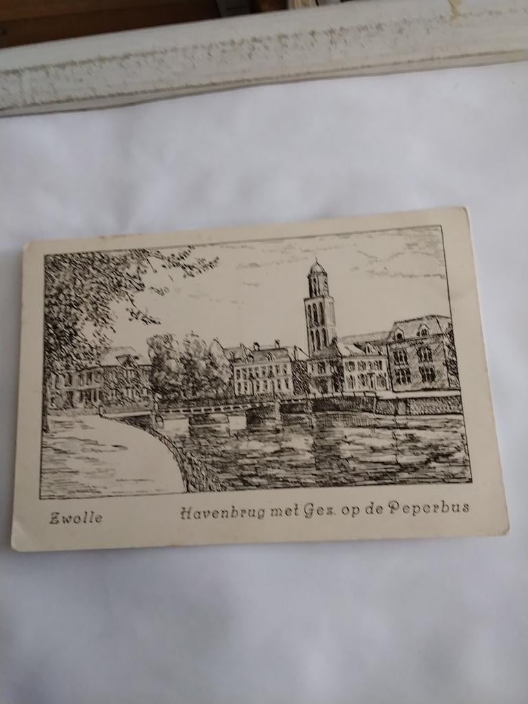 ZWOLLE. HAVENBRUG. MET GEZ. OP DE PEPERBUS, Ophalen of Verzenden, Overijssel