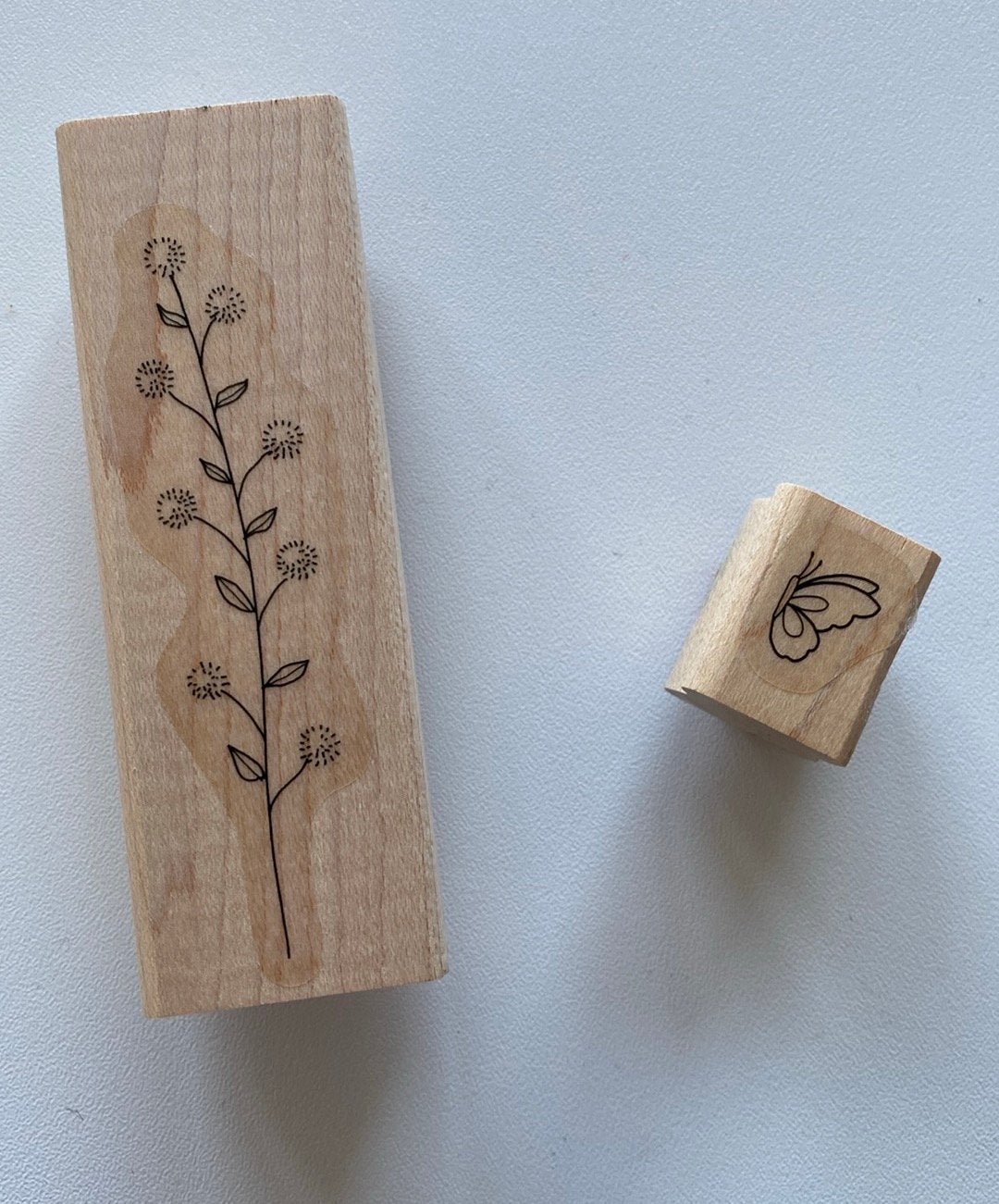 Houten stempels: Bloem en Vlinder, Stampin’ Up!, Hobby en Vrije tijd, Ophalen of Verzenden, Gebruikt, Houten stempel