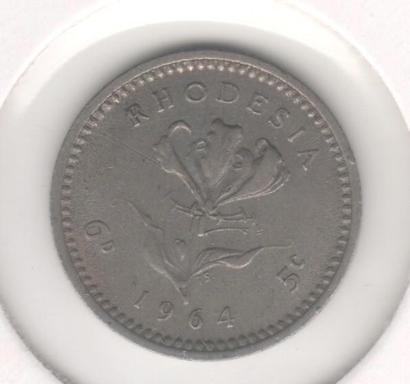 6 pence = 5 cent Rhodesië 1964 (M 317), Postzegels en Munten, Munten | Afrika, Ophalen of Verzenden, Overige landen, Losse munt