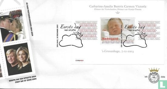 FDC E493b Geboorte Prinses Amalia 2003 NL onbeschreven, Ophalen of Verzenden, Nederland