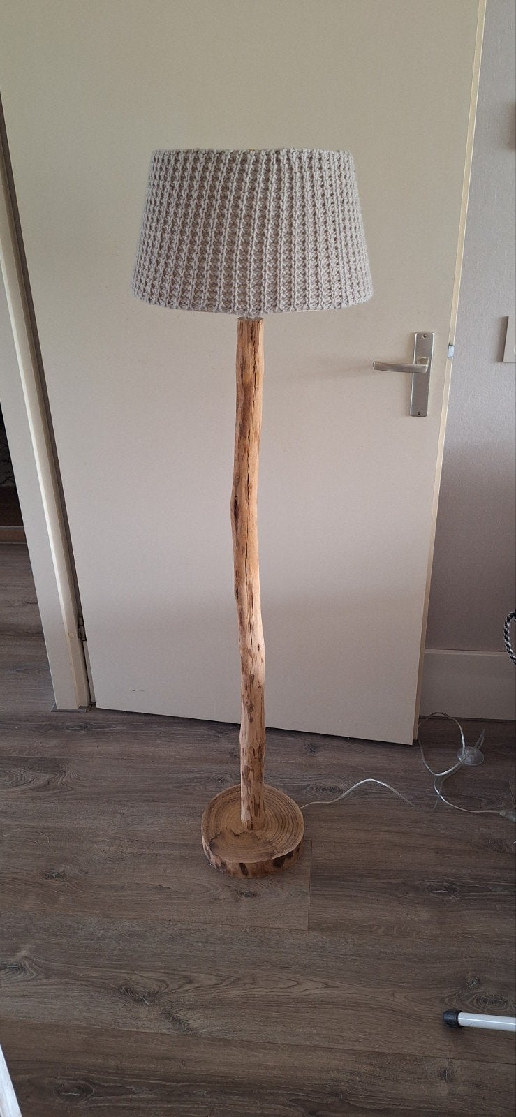 lamp staand met stoffen kap, Ophalen, Gebruikt, Hout