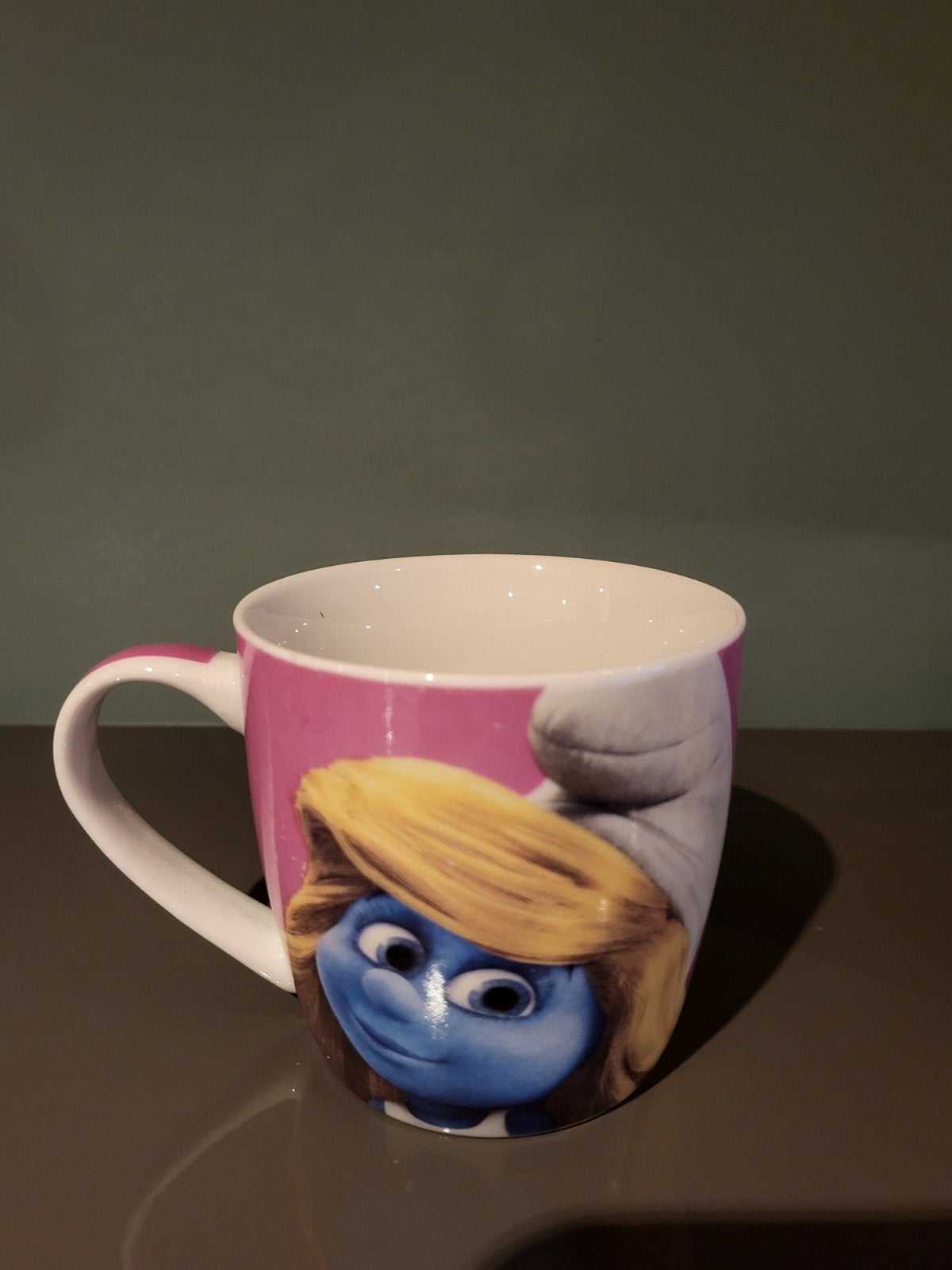 Smurfin mok - Roze Smurfen beker, Ophalen of Verzenden, Gebruikt, Smurfin, Gebruiksvoorwerp