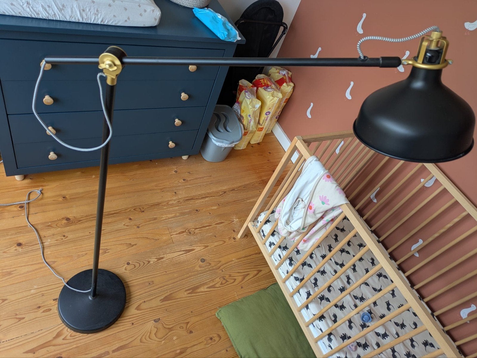 IKEA Ranarp vloerlamp / leeslamp zwart, Ophalen, E27 (groot), Zo goed als nieuw, Metaal