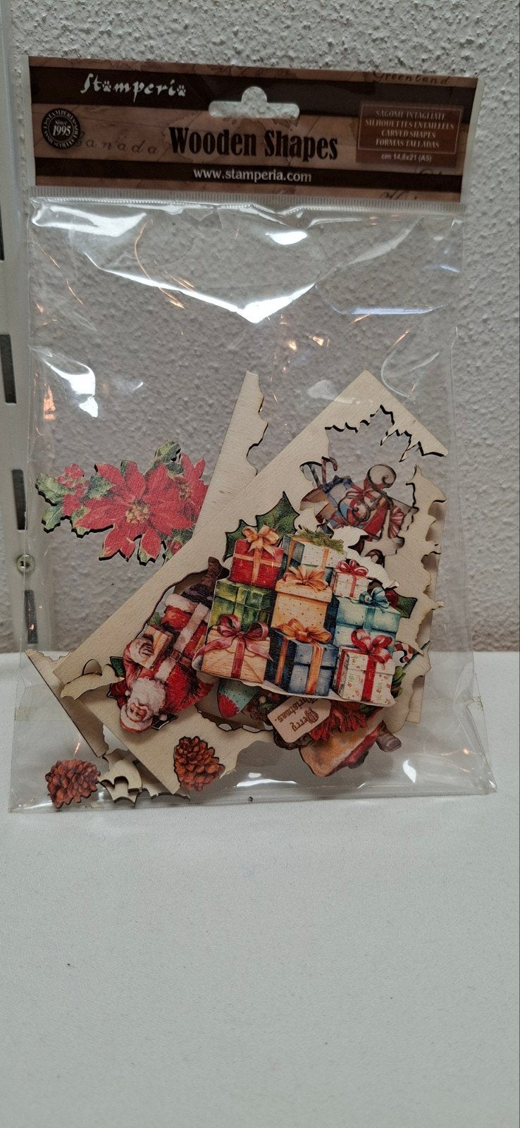 Stamperia Houten Kerstvormpjes - Klassiek & Kleurrijk, nieuw, Hobby en Vrije tijd, Ophalen, Nieuw, Meerkleurig, Hout
