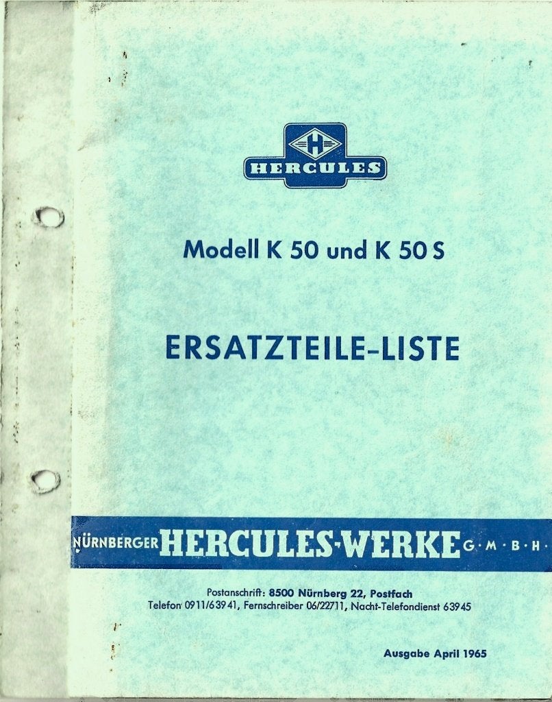 Hercules K50 K50 S Ersatzteile Liste (4071z) bromfiets, Verzenden, Zo goed als nieuw