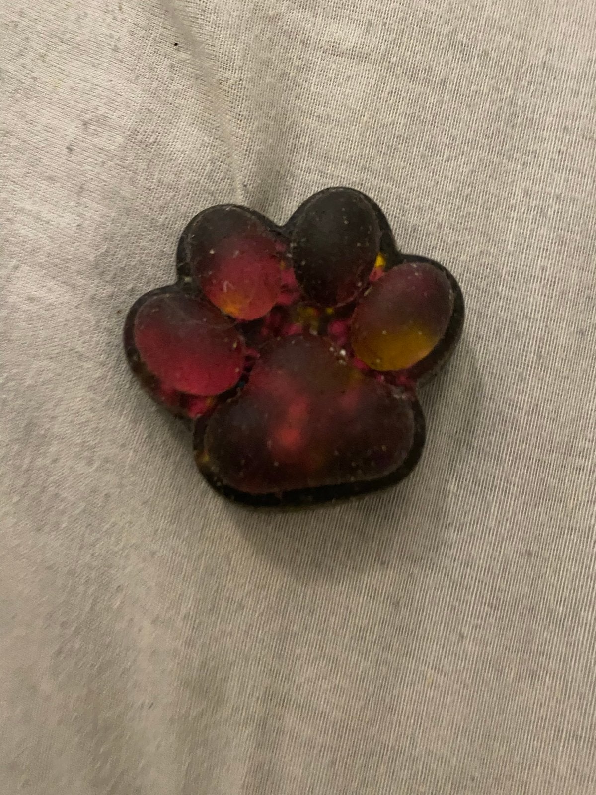 Leuke Hondenpoot Sleutelhanger/Bedel - Rood/Oranje, Sieraden, Tassen en Uiterlijk, Overige materialen, 4 tot 7 cm, Gebruikt, Ophalen of Verzenden