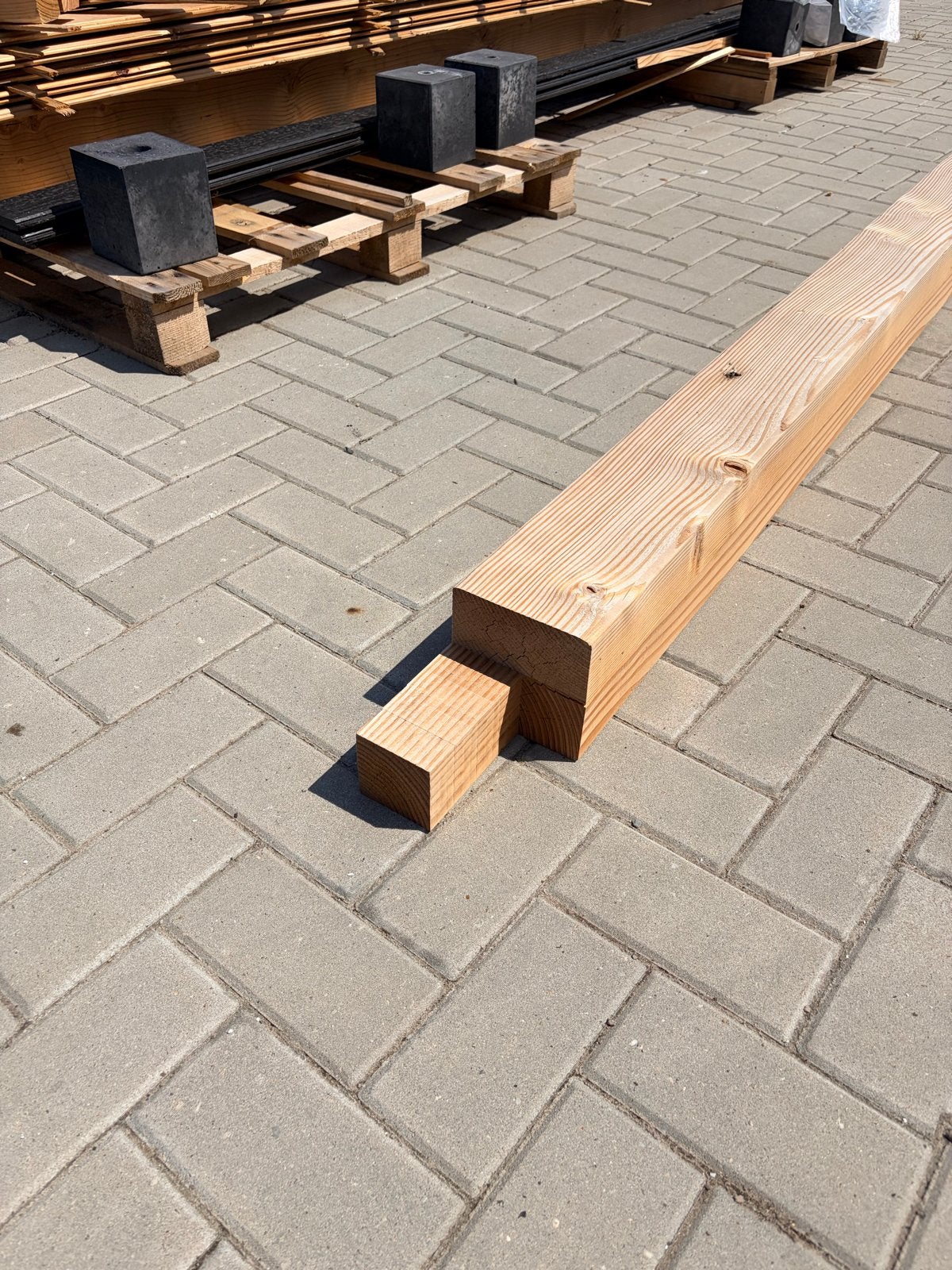 4 Houten Palen 14x14 cm, 209 cm lang, Doe-het-zelf en Verbouw, Hout en Planken, Gebruikt, Balk, Overige houtsoorten, 200 tot 250 cm